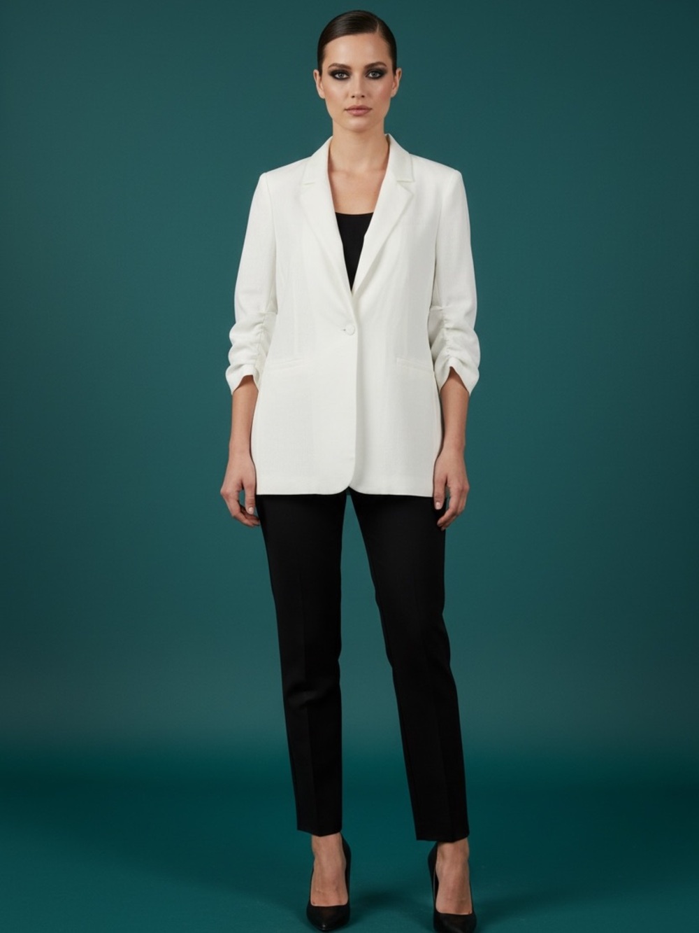cinq a sept White Single-Button Blazer